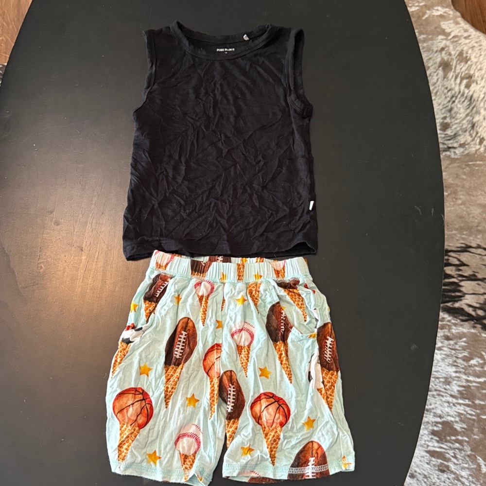 Posh Peanut Sports Print Shorts with Blue and Brown Accents